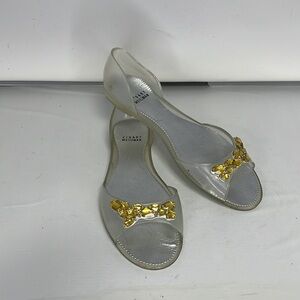 Stuart Weitzman Shoes Slip Ons Size 10 Gold Gems Clear Bling Clear